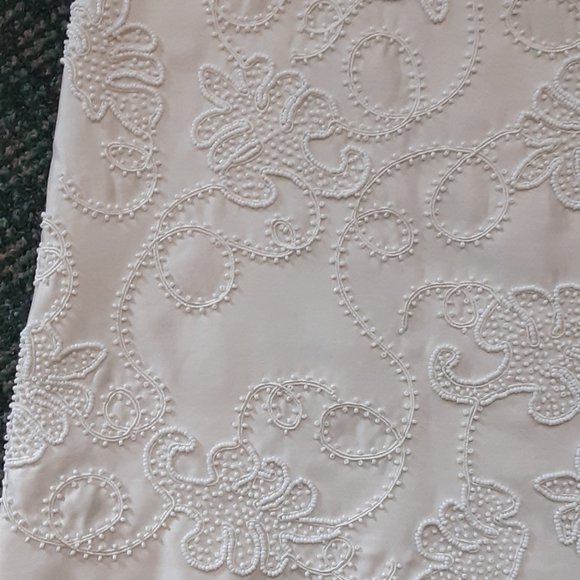 DANA BUCHMAN IVORY BEADED FLORAL DESIGN SKIRT A LINE SIZE 8 - Picture 7 of 8